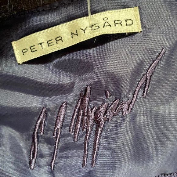 Peter Nygard Zip Jacket Sz MP Purple Leather 92% Nylon Back Style# 3U080788 - Picture 4 of 12